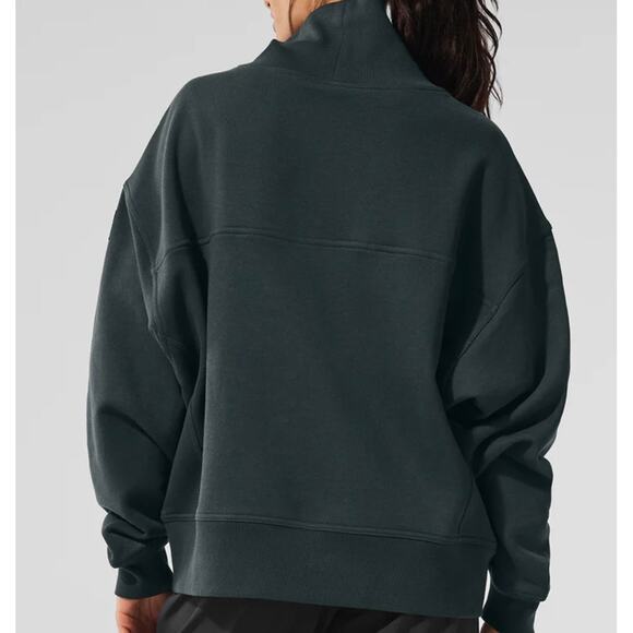 Alo Hazy Mock Neck Pullover Charcoal Green XS - Picture 7 of 8